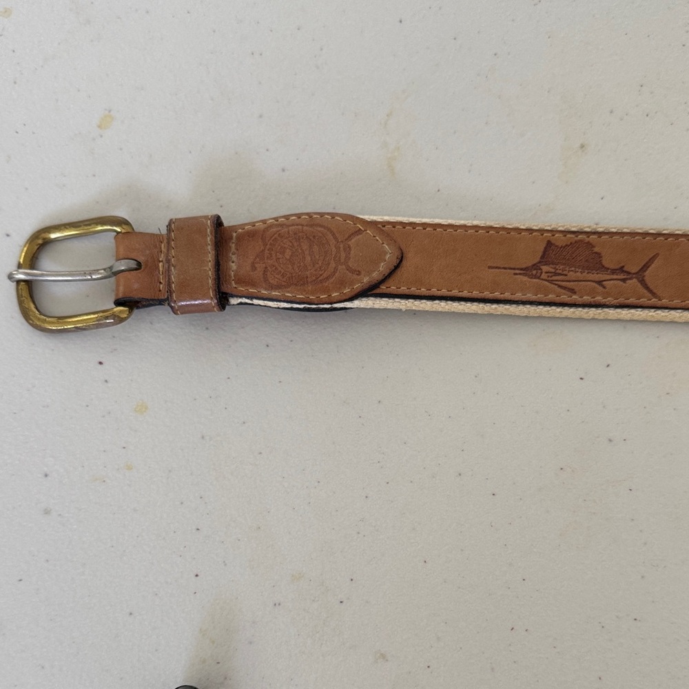 Brown Leather Belt with Gold Buckle